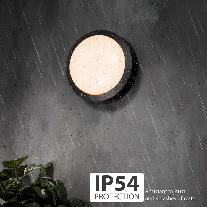2 pack IP54 12W Outdoor Round LED Bulkhead 3000K Warm White Light ~3973