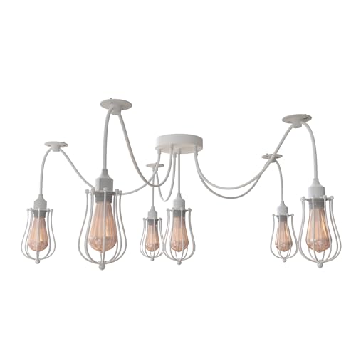 5-Way Spider Pendant Light | Adjustable Height Industrial Ceiling Lamp ~6433