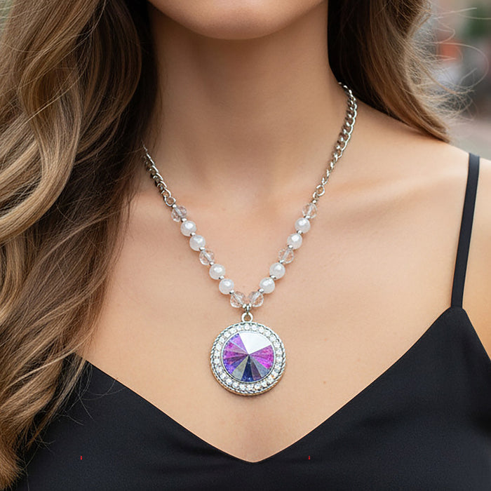 92429 - Crystal Pendant Necklace - AB