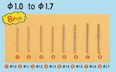 Twist Drilling Auger Bit Set #2 (8pcs) 1.0mm-1.7mm