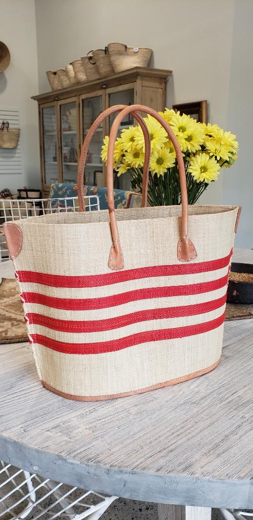 Basket canvas with stripes, Red Bato