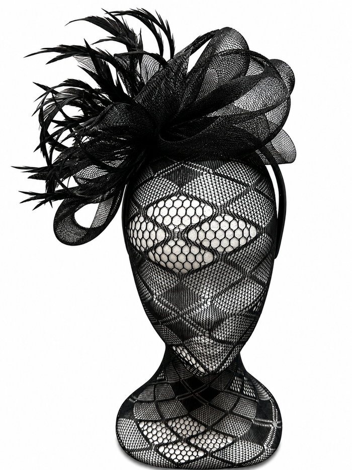 Black Bow Feather Hairband Fascinator