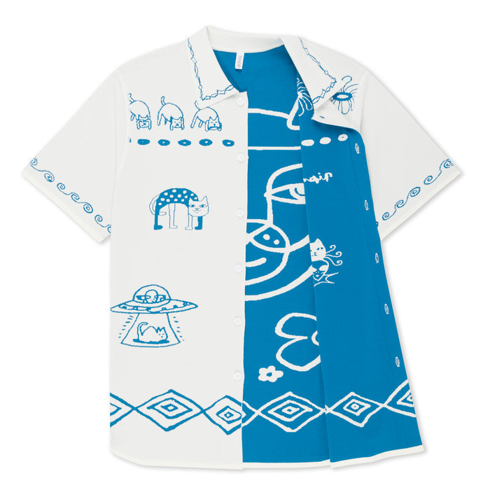 RIPNDIP Blonded Knitted Reversible Button Up (Off White)