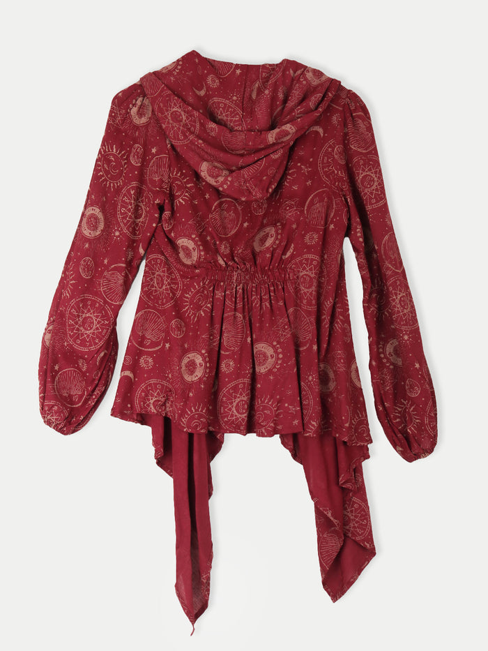 Celestial Hooded Cardigan | Maroon-Image 2
