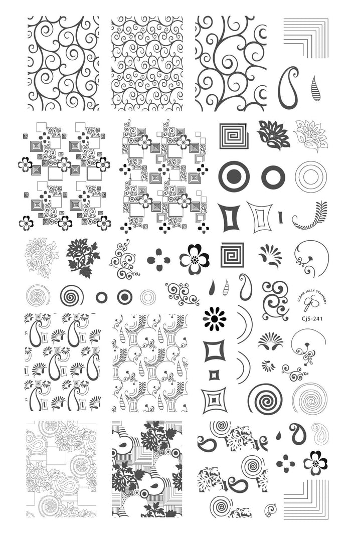 CjS-241 Funky Floral | Clear Jelly Stamping Plate