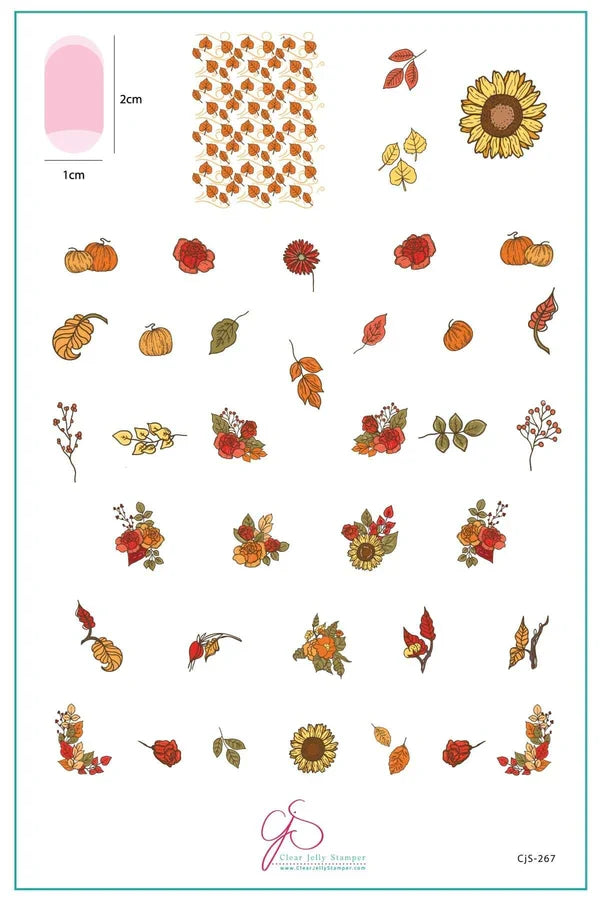 CjS-267 Harvest Bouquet | Steel Nail Art Stamping Plate