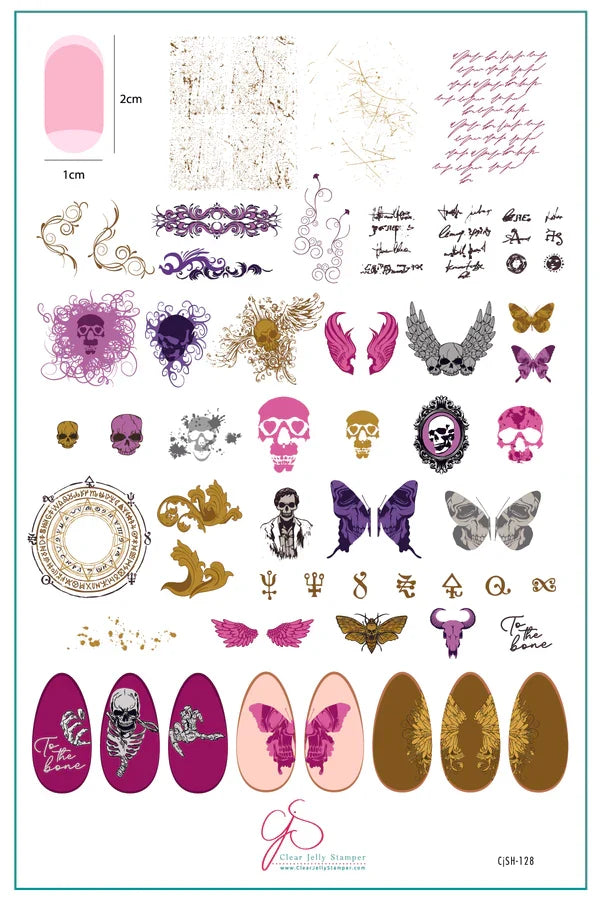 CjSH-128 Macabre Muse | Steel Nail Art Stamping Plate