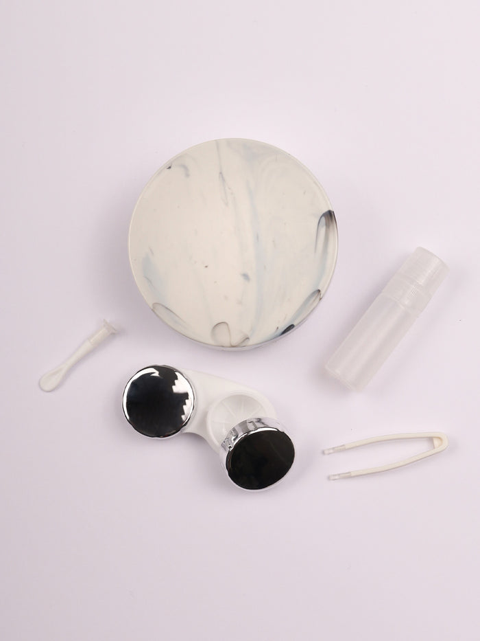 Contact Lens Case - Marble Look | Silver-Image 3
