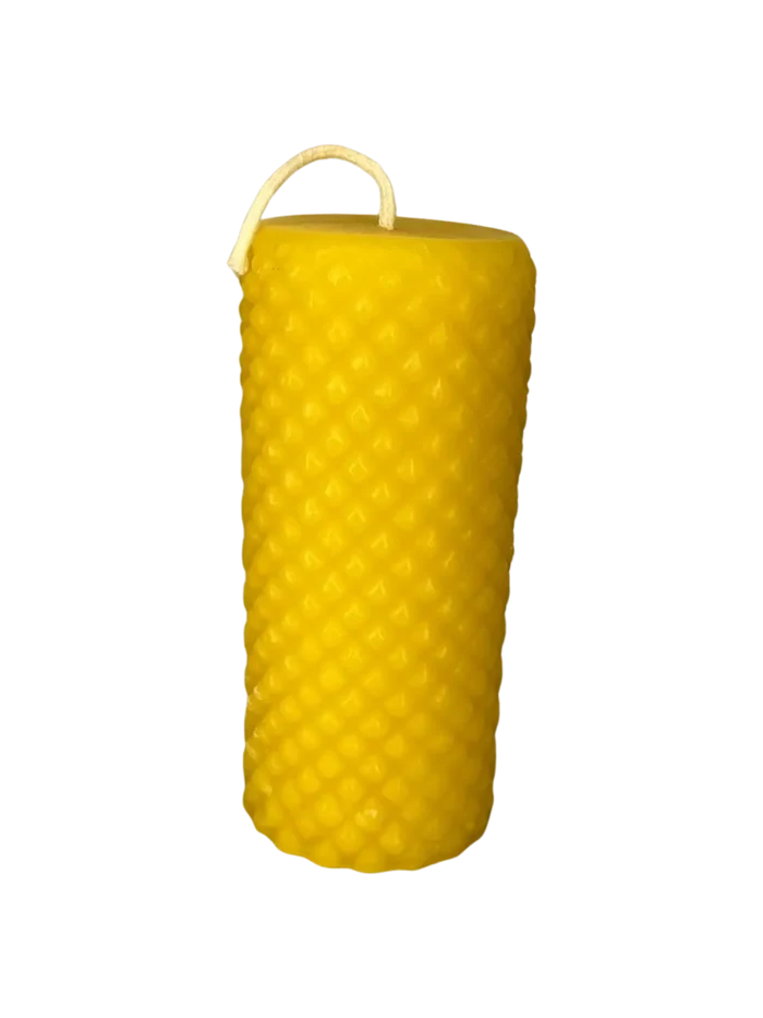 Diamond Cylinder 100% Beeswax Molded Candle