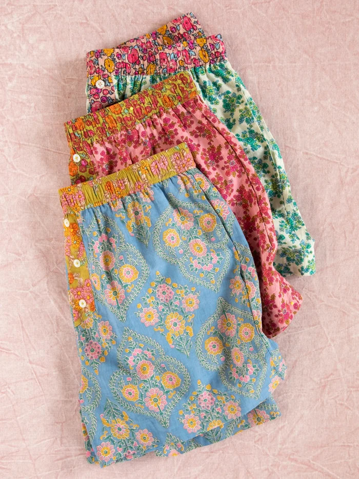 Dream On Cotton Boxer Shorts - Blue Willow Medallion-view 6