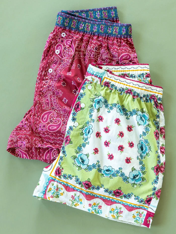 Dream On Cotton Boxer Shorts - Pink Handkerchief-view 8