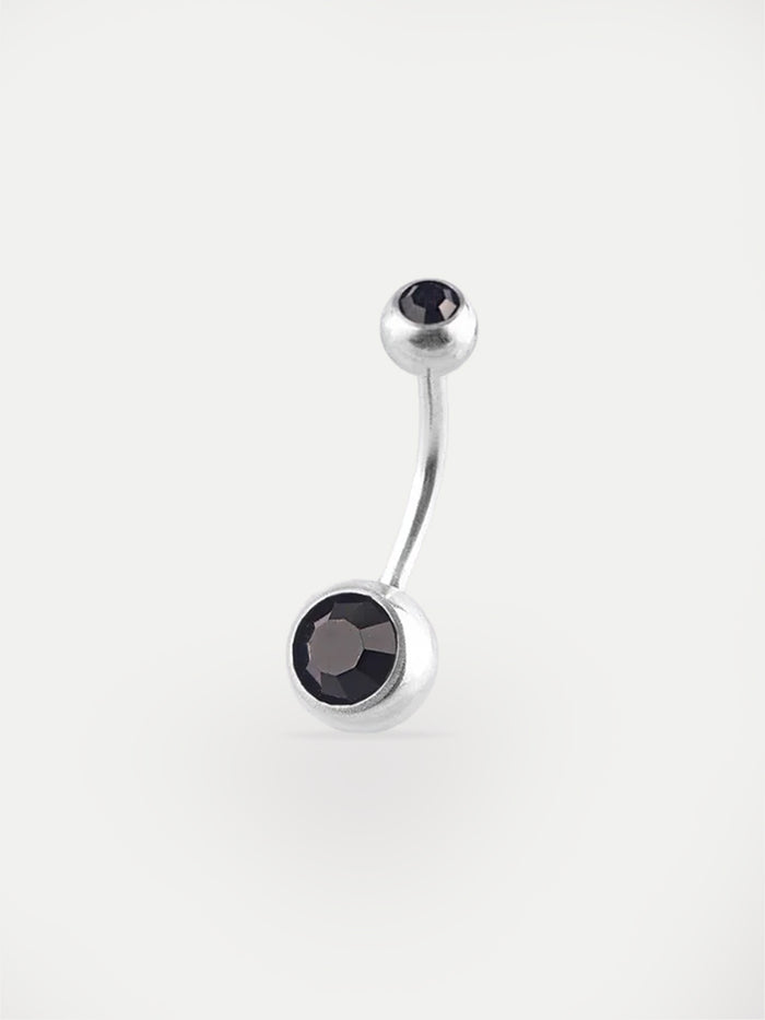 Gem Navel Barbell 14G | Black-Image 1