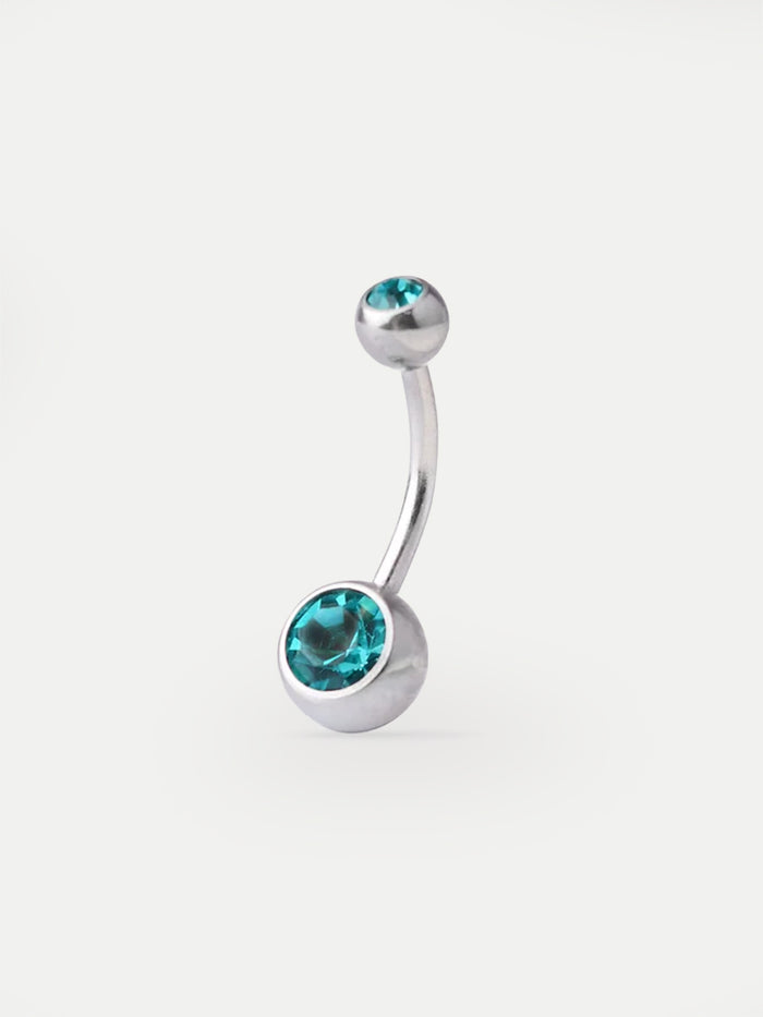 Gem Navel Barbell 14G | Aqua-Image 1
