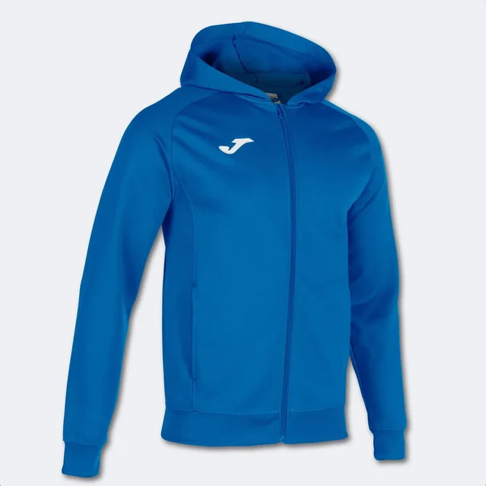 Joma Boys Menfis Royal Hoodie Jacket, navy blue, with front zipper and hood, casual jacket for boys and men.