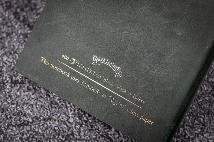 Leather Notebook B6 - Tomoe River Paper - Crazy Horse Forest Green