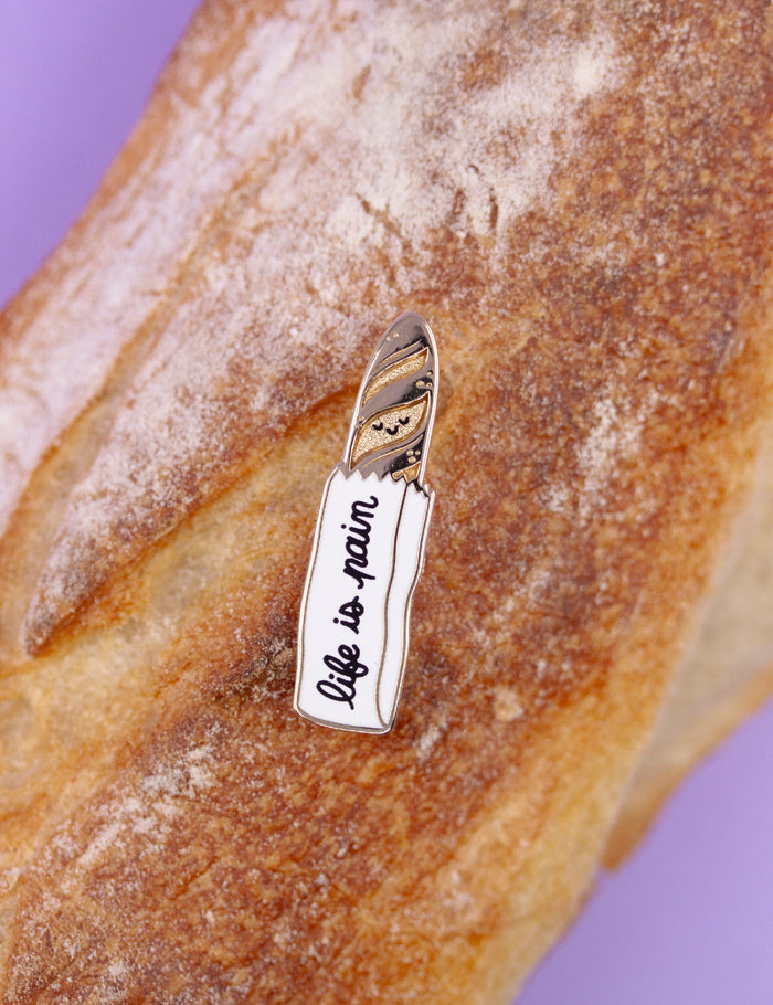 "Life is Pain" Baguette enamel PIN
