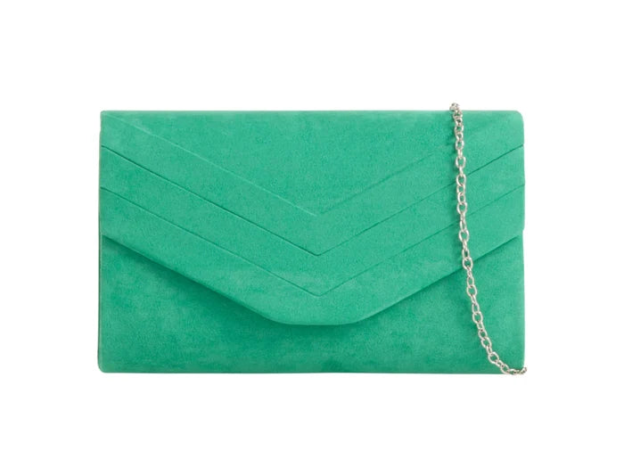 Light Green Suede Envelope Clutch Bag