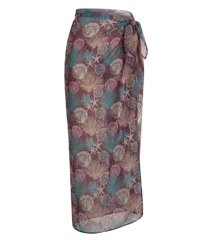 burgundy corals
Sarong with shell pattern on a white background