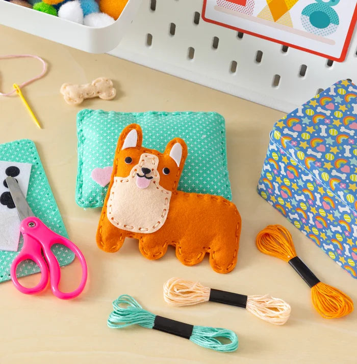 Petit Collage - Mini Craft Kit - Pocket Pet Corgi - Lifestyle Cut
