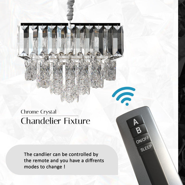 Modern Chrome Crystal E14 Chandelier with Remote ~5006