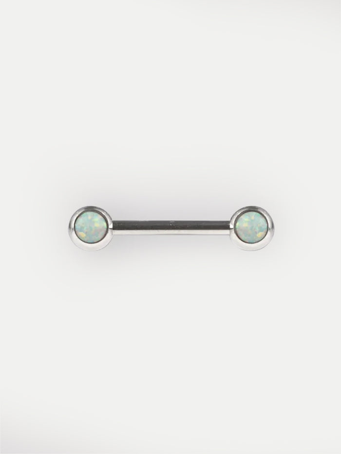 Opal Nipple Barbell 14G | White-Image 1