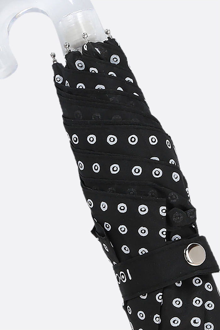 pocket umbrella in nylon with micro circles print