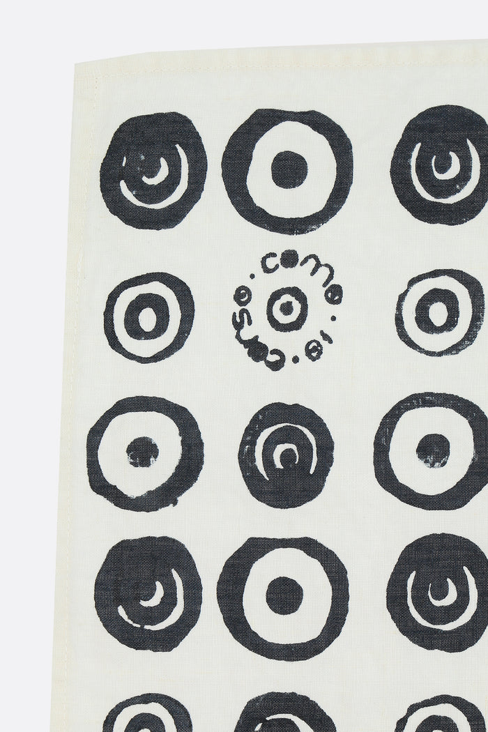 signature circles print linen tea towel
