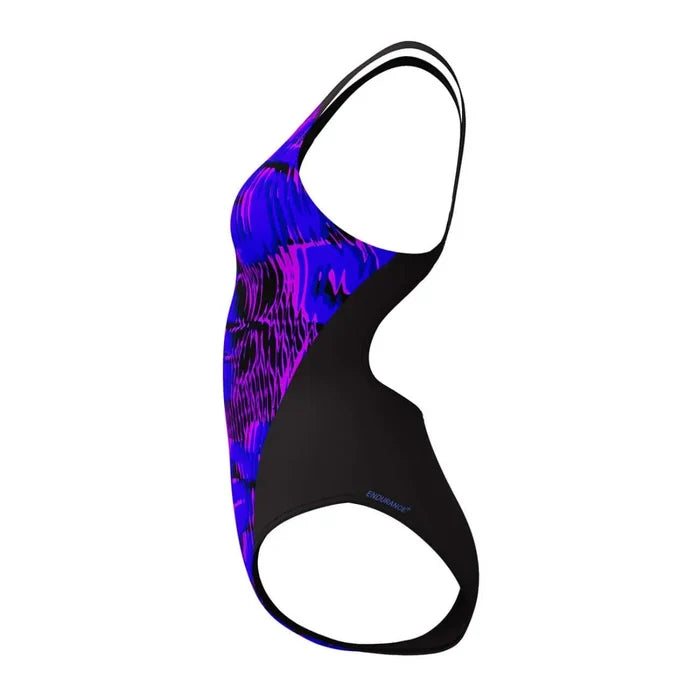 Speedo women's allover digital recordbreaker swimsuit in multi-color, featuring a sleek design for competitive swimming.