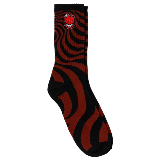 Spitfire Wheels Socks Bighead Fill Emb Swirl Dk Red/Black