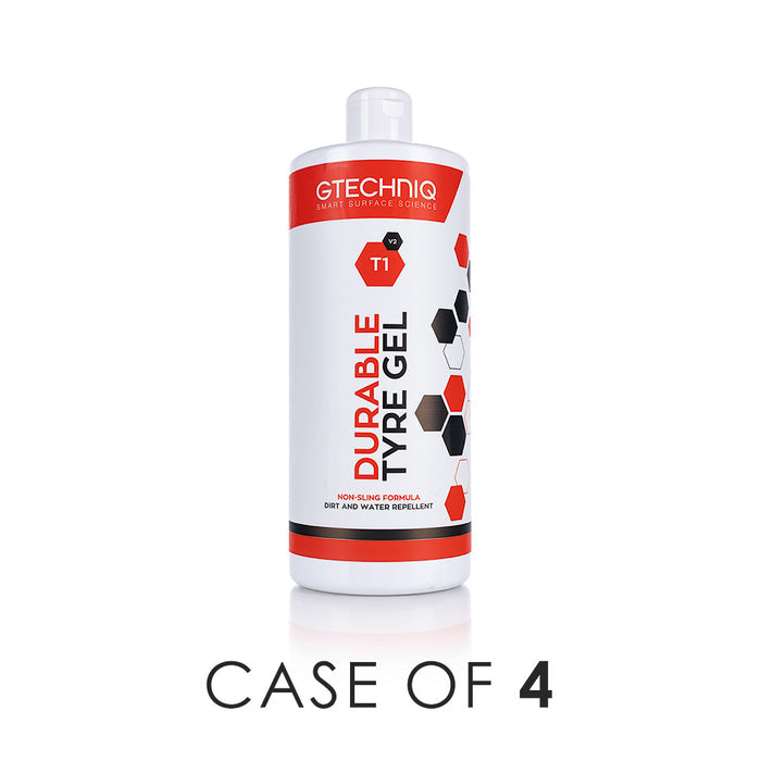 Gtechniq T1 Tyre Gel 1L wholesale case of 4 image on a white background.