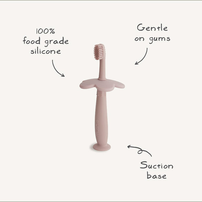 Mushie - Training Toothbrush - Flower - Pale Daffodil - Features