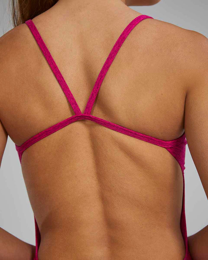 TYR women's magenta lapped cutout swimsuit with sleek design and supportive fit, ideal for swimming and water sports.