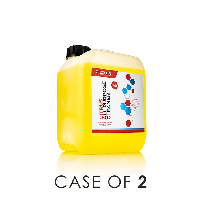 A jug of Gtechniq W5 Citrus All Purpose Cleaner on a white background with the text 'Case of 2'.