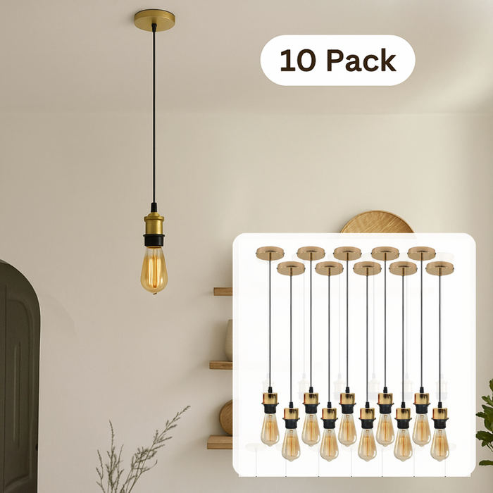 10 Pack Pendant, E27 Lamp Holder Ceiling Hanging Light, PVC Cable ~4252