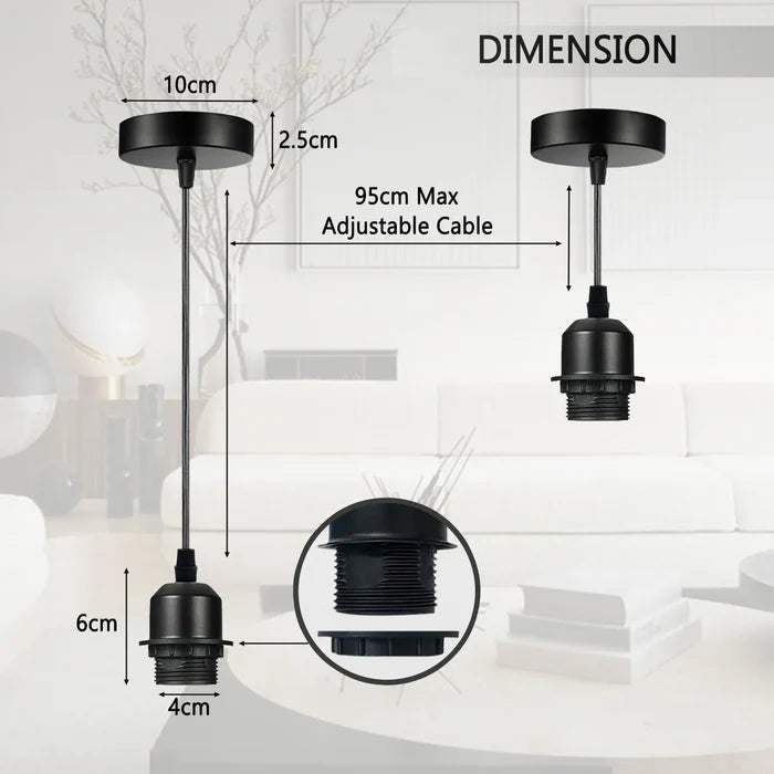 10 Pack Pendant, E27 Lamp Holder Ceiling Hanging Light, PVC Cable ~4252