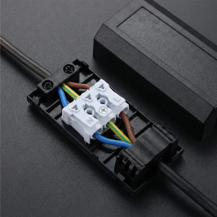 16A Terminal Junction Box 3-Core Electrical Cable Connector Black ~6618
