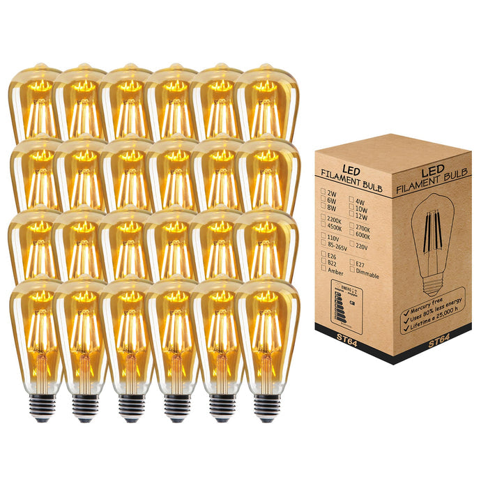 24 Pack 4W E27 Edison Screw Bulb ST64 ~6602