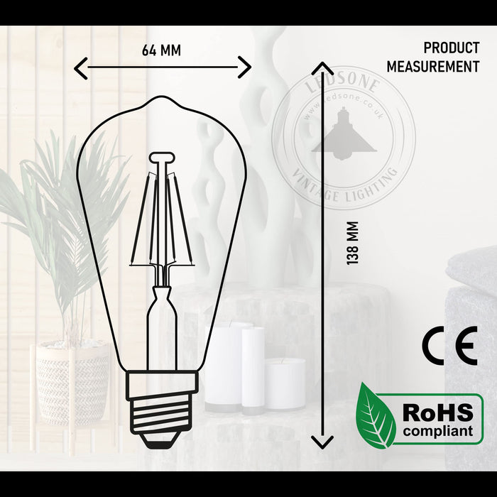 24 Pack 4W E27 Edison Screw Bulb ST64 ~6602