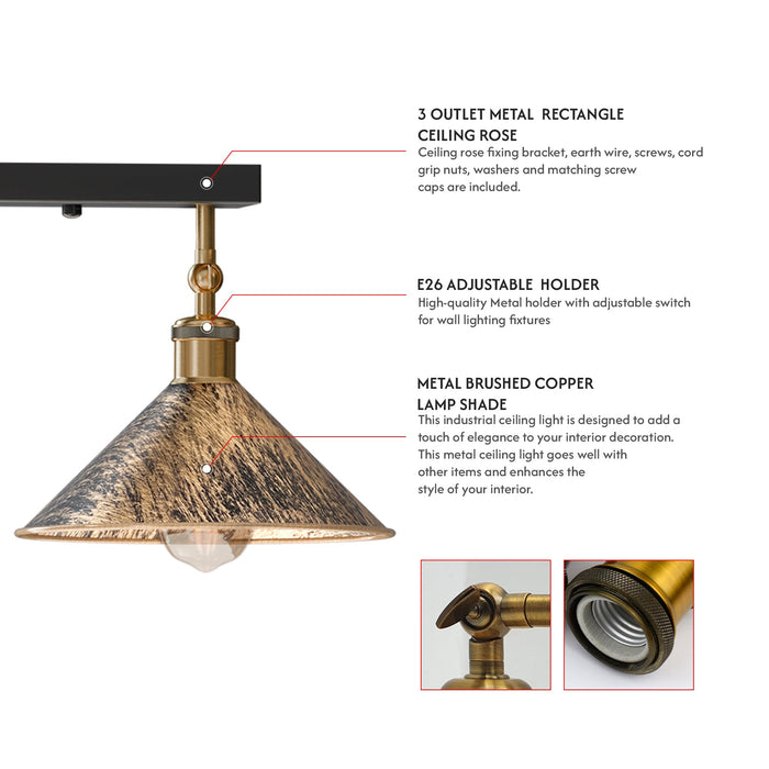 3 Light Semi Flush Mount Ceiling Light ~6519