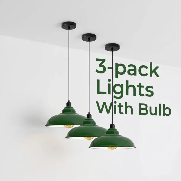 3-Pack Industrial Pendant Lights Curvy Ceiling Lamp ~6616