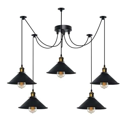 5 Light Spider Pendant Light Height Adjustable Metal~6194