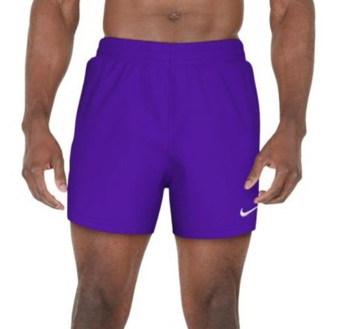 Nike 5" Volley Swim Shorts in violet showing lightweight fabric and elastic waistband for comfortable swimming and water activities.