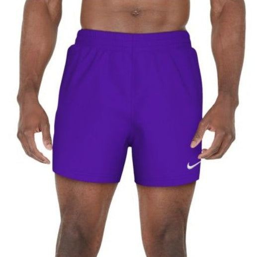 Nike 5" Volley Swim Shorts in violet showing lightweight fabric and elastic waistband for comfortable swimming and water activities.