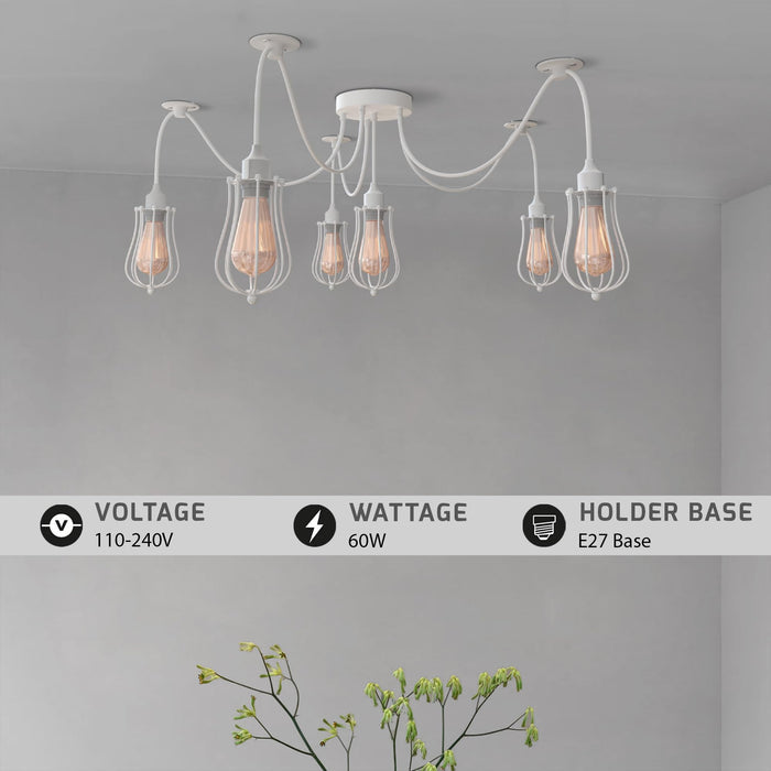 5-Way Spider Pendant Light | Adjustable Height Industrial Ceiling Lamp ~6433