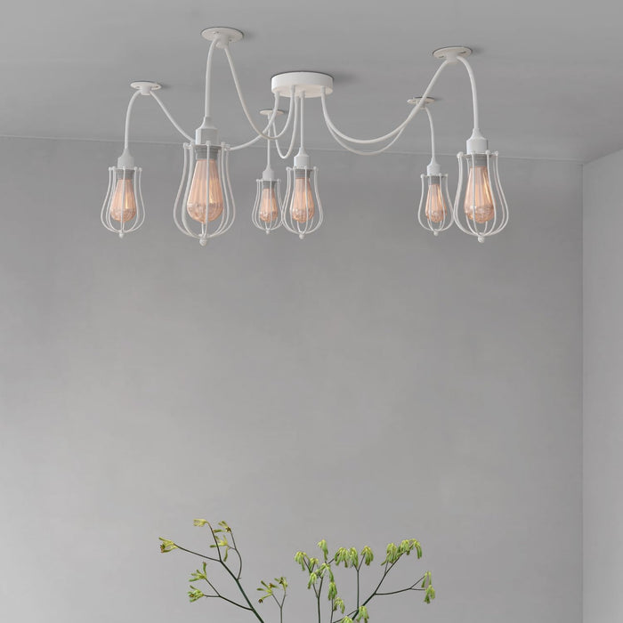 5-Way Spider Pendant Light | Adjustable Height Industrial Ceiling Lamp ~6433