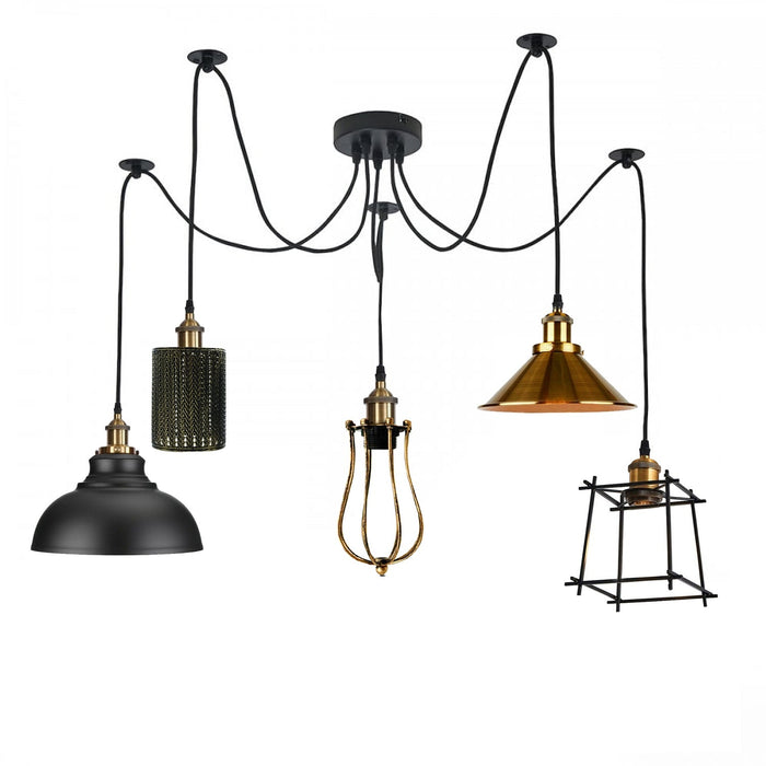 5 Way Vintage Ceiling Spider Hanging Lights 2M ~6104