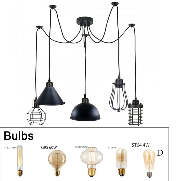 5 Way Vintage Ceiling Spider Hanging Lights 2M ~6104