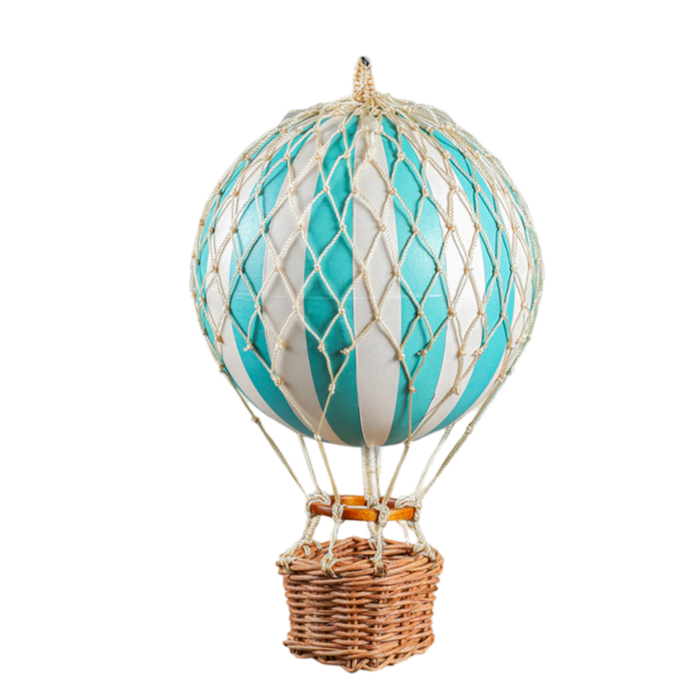 Hot air balloon toy home decor boys room style accent aqua light blue