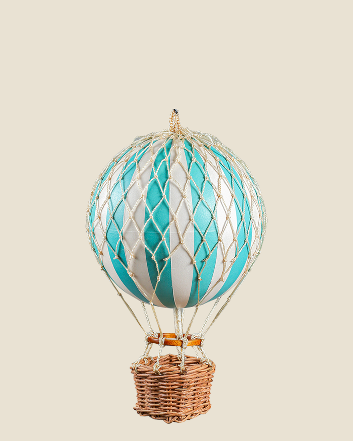 Hot air balloon toy home decor boys room style accent aqua light blue