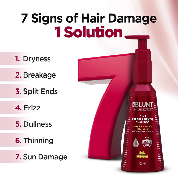 7 in 1 Repair & Revive Shampoo for Upto 100% Damage Repair - 300ml(Pack of 3)